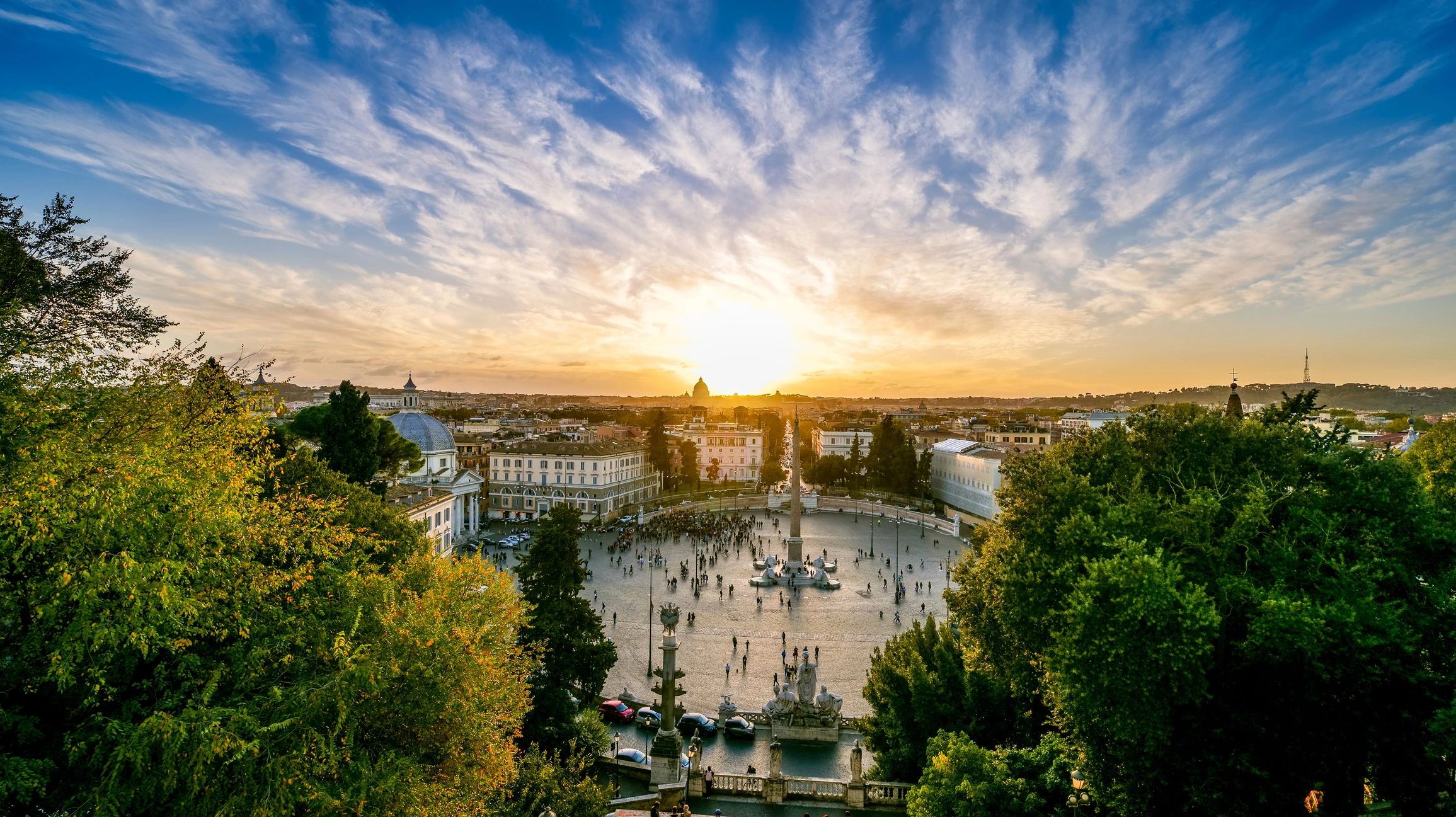 Sunset skyline over Rome, a classic international travel destination